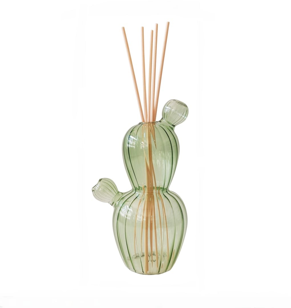 Diffusore di fragranza Cactus  in vetro verde collezione Ekol | BRANDANI