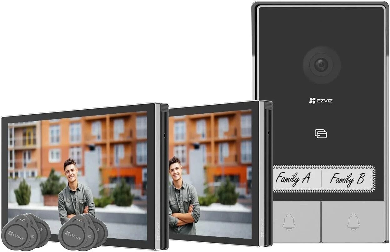 EZVIZ HP7 2K Citofono Bifamiliare, 2 Schermi, WiFi, 7'' Touch Screen a Colori
