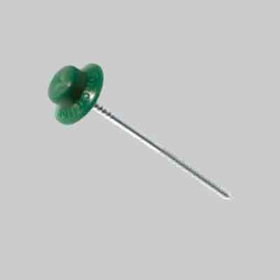 CHIODO CON RONDELLA PER FISSAGGIO LASTRE 2,8x60 mm, Col. Verde - Conf. 50 pez...