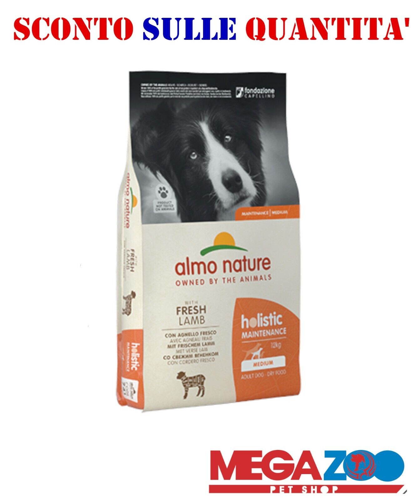 Almo Nature Dog Holistic Medium Adult Agnello e Riso 12 Kg ^ Crocchette x Cani