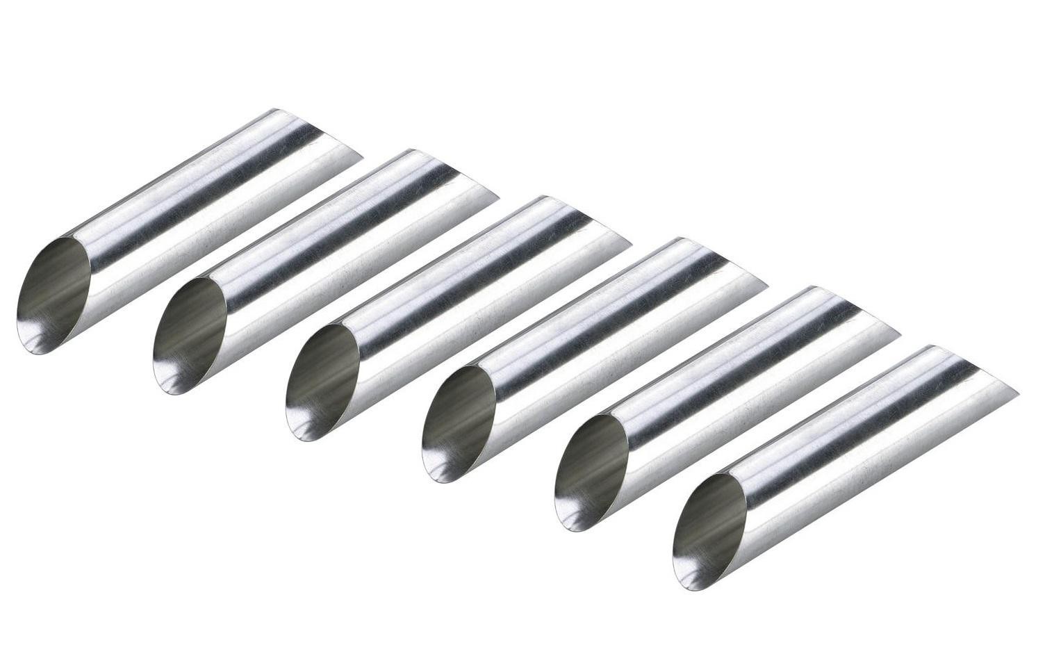 Gnali set 6 forma cannolo sgusciato, in banda stagnata cm 12 x 3