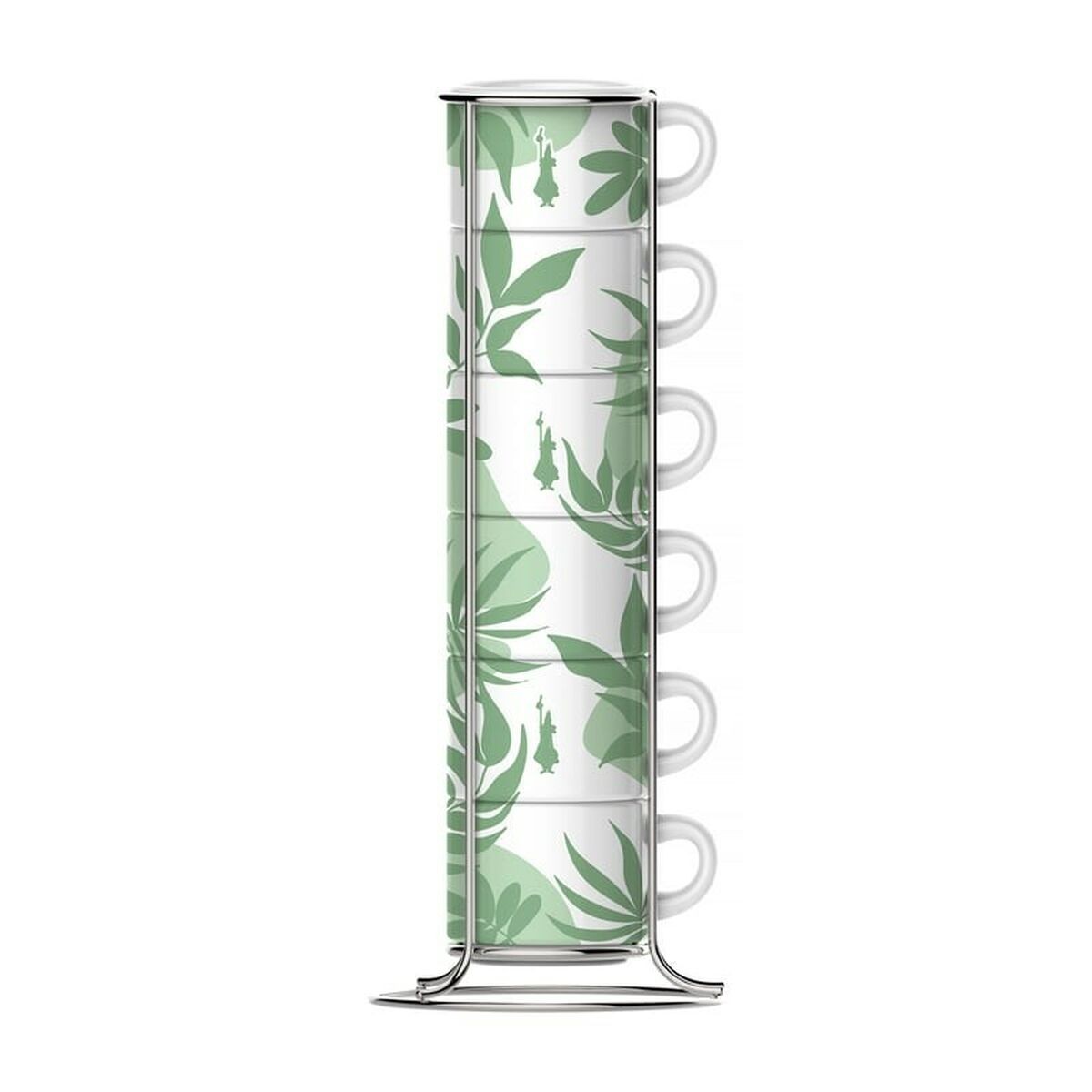 Set di 6 Tazze da Caffè Bialetti 29597 Bianco Verde Porcellana 90 ml [6 Unità