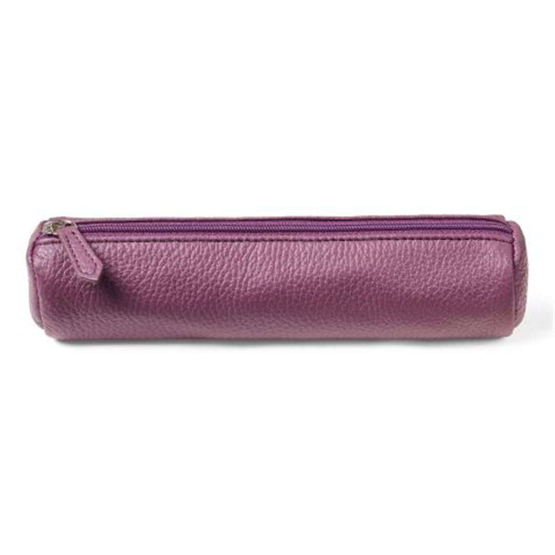 Tubo Portapenne In Pelle Cm. 20x5 Prugna | Fabriano Boutique