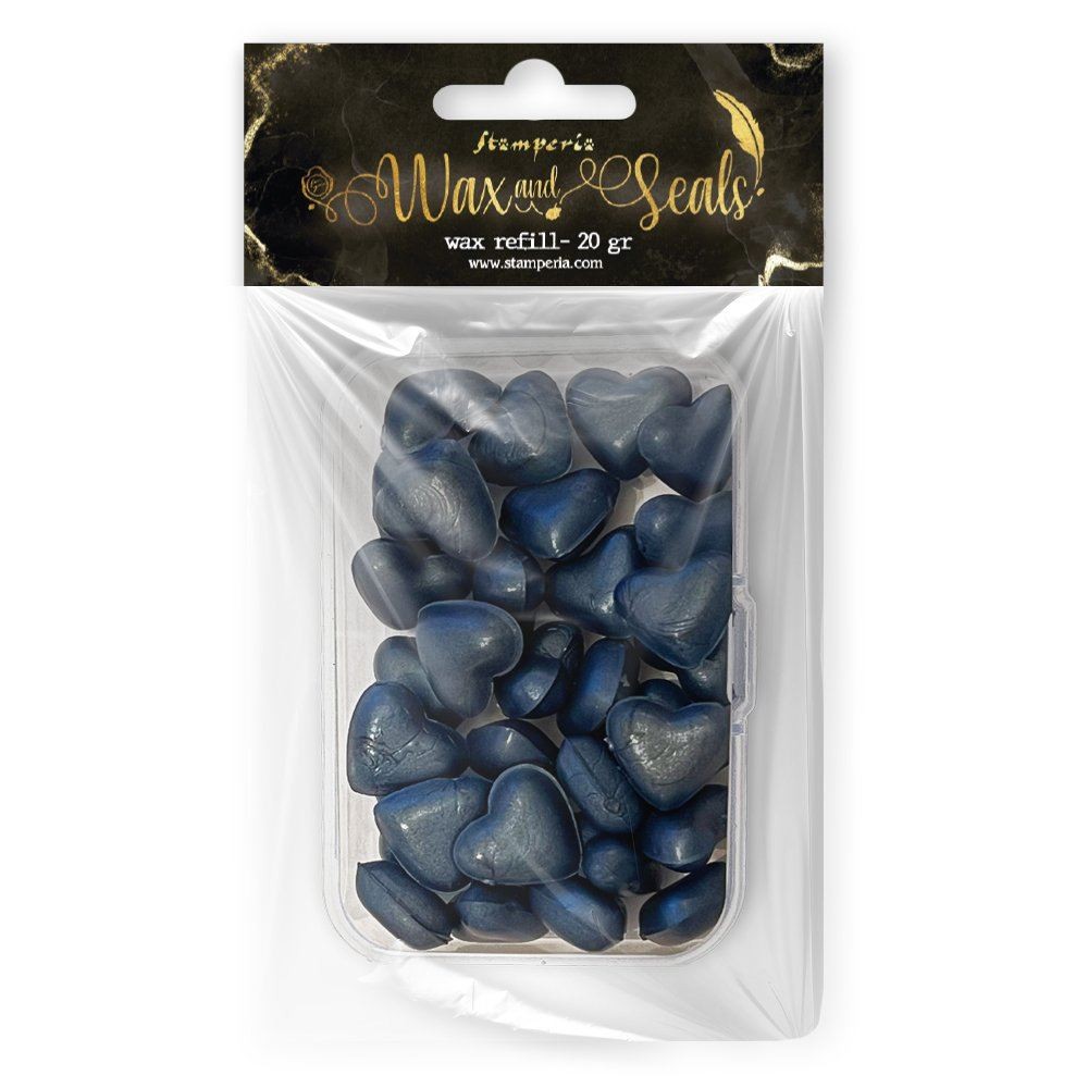 Wax & Seals Ricarica Cuori Pearl deep blue Stamperia