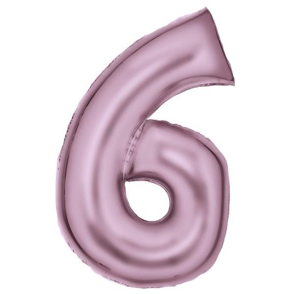Palloncino numero 6 satinato rosa pastello 86 cm