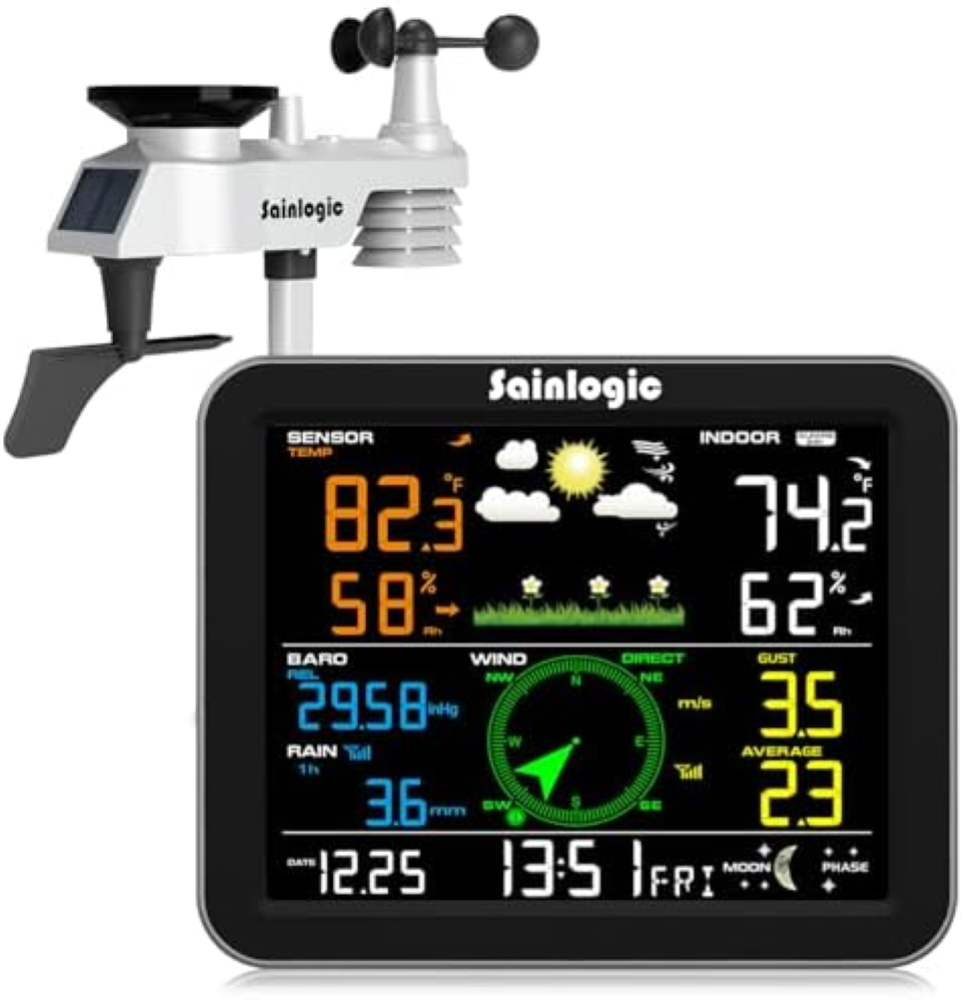 Sainlogic Weather Station Wireless Indoor Outdoor Weather Station with Rain Gaug