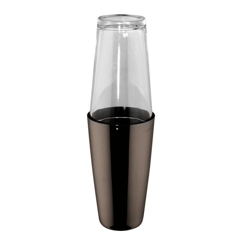 Ilsa Mixage shaker boston black, bicchiere in vetro cl 70 acciaio18/10 placcato