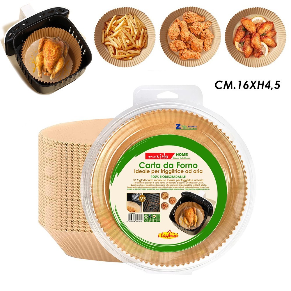 SET 50 PZ CARTA FORNO FOGLI FRIGGITRICE AD ARIA BIODEGRADABILI ART.64436