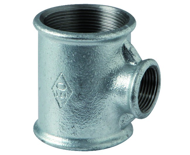 RACCORDO A T RIDOTTO FEMMINA IN GHISA MALLEABILE ZINCATA 11/4x3/4x11/4   GEOR...