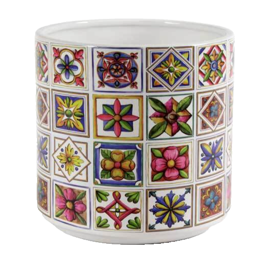 VASO CERAMICA MEDITERRANEO CACHEPOT CENTROTAVOLA SEGNAPOSTO STIL SICILIA 12*12cm