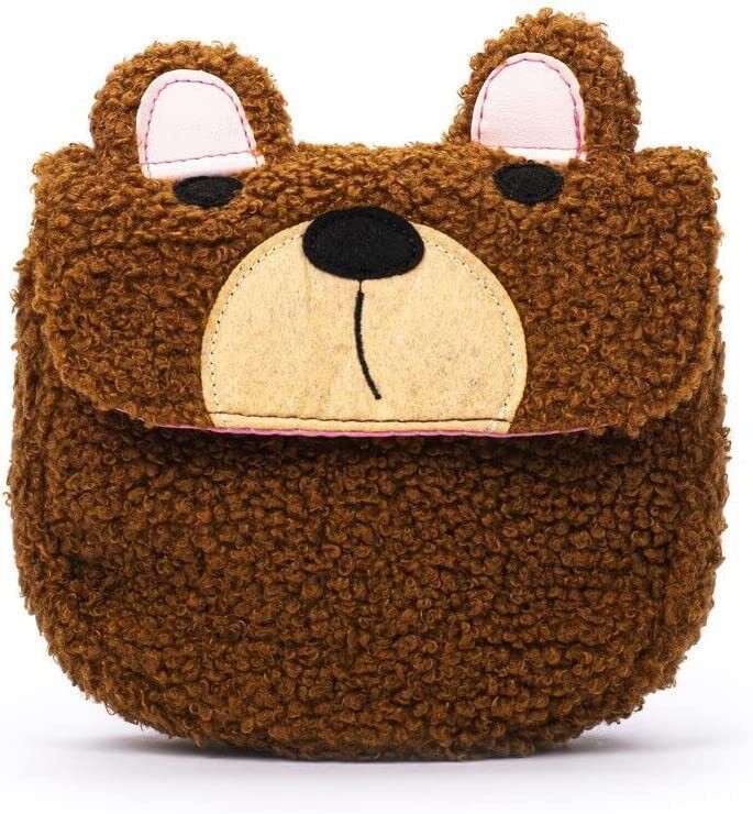 BORSETTA bambina con TRACOLLA design ORSETTO BEAR in peluche -TRI-COASTAL