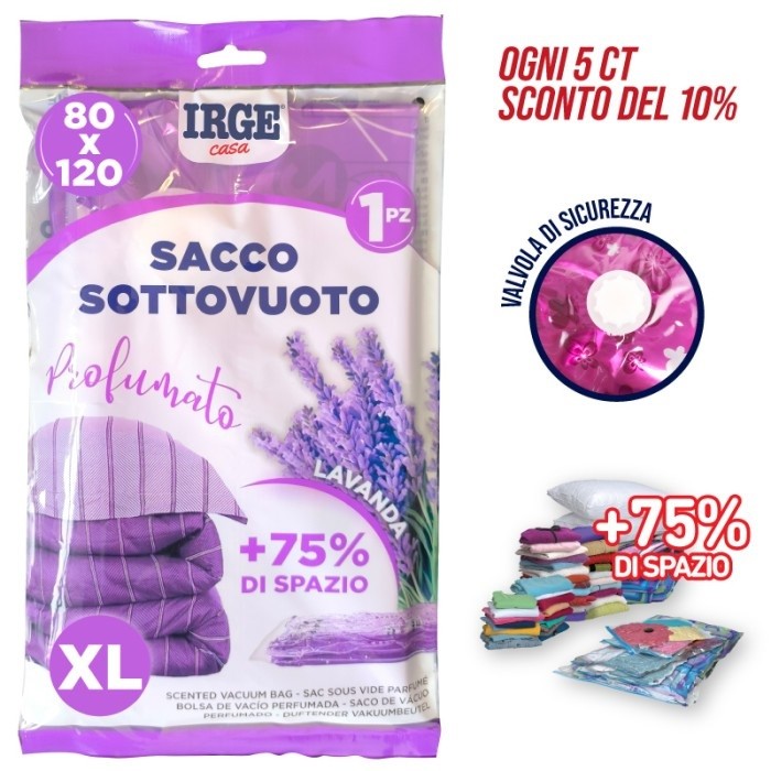 62484 IRGE SACCO BUSTA SOTTOVUOTO PROFUMATO LAVANDA CON VALVOLA DI SICUREZZA CM.