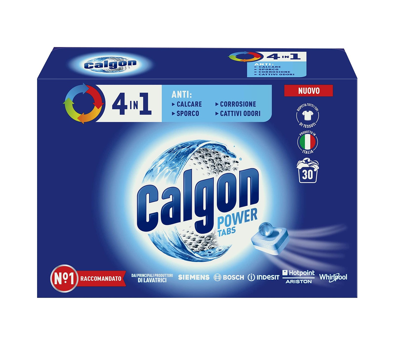 Calgon Powerball Tabs Anticalcare Lavatrice 1 Confezione da 30 Pastiglie 3yYU