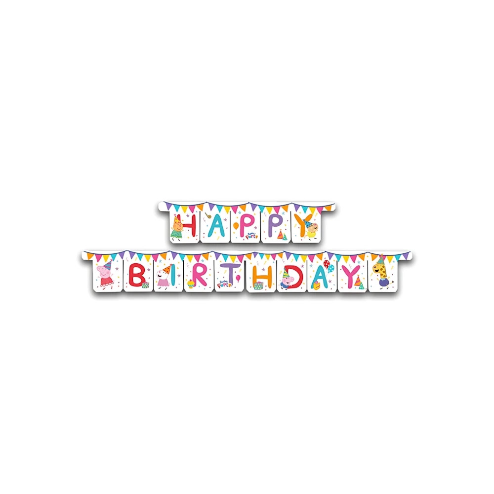Festone bandierine Happy Birthday Peppa Pig, 1pz.