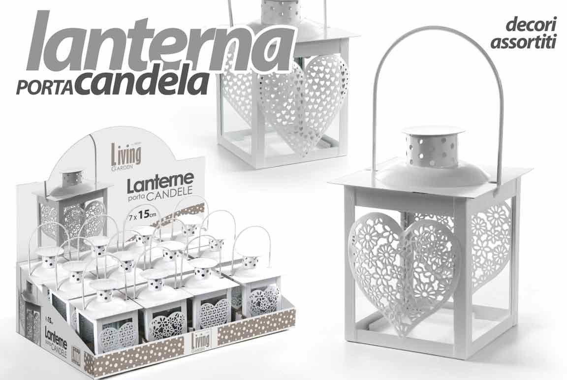 Lanterna portacandela in metallo Cm. 7x15 - Modelli assortiti