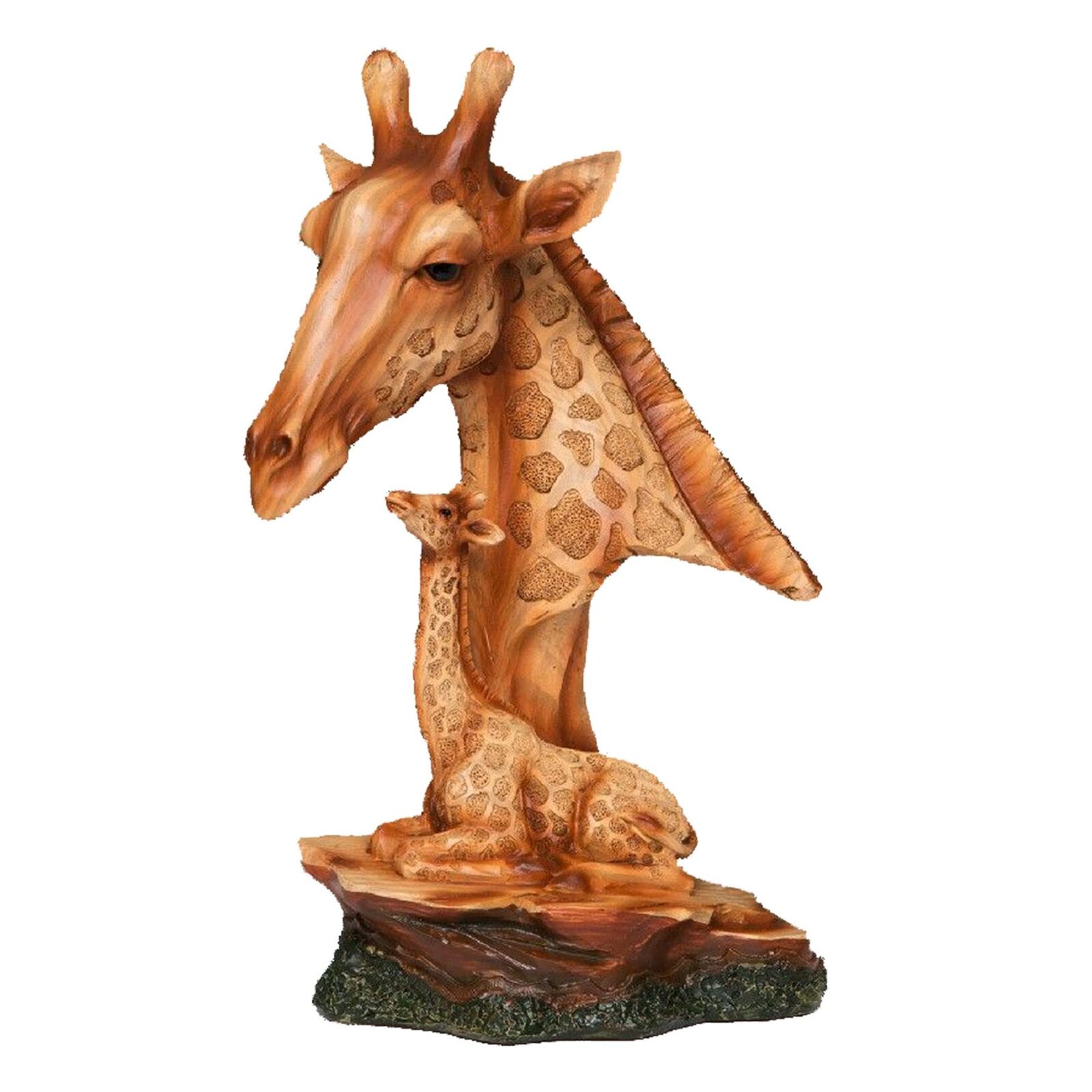 Naturecraft Effetto Legno Resina Statua Sopramobile - Giraffa Testa E Vitello