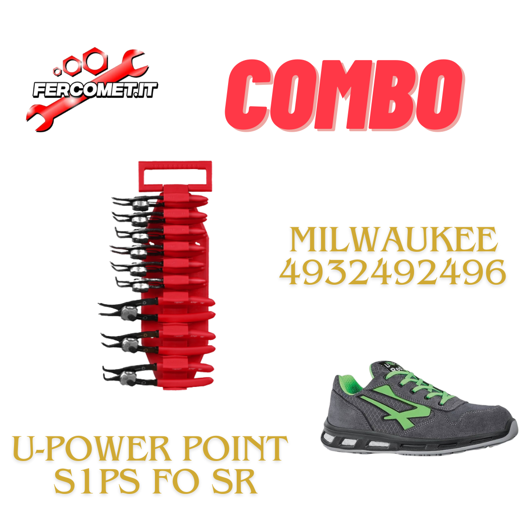 COMBO Set pinze reversibili per anelli elastici MILWAUKEE 4932492496 + U-POWER