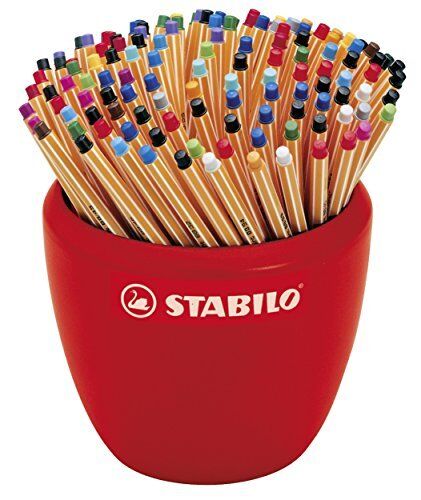 Stabilo 88/150-2 Fine Point Pen Point 88 in Ceramic Pot 150 Pens Assorted (f1P)