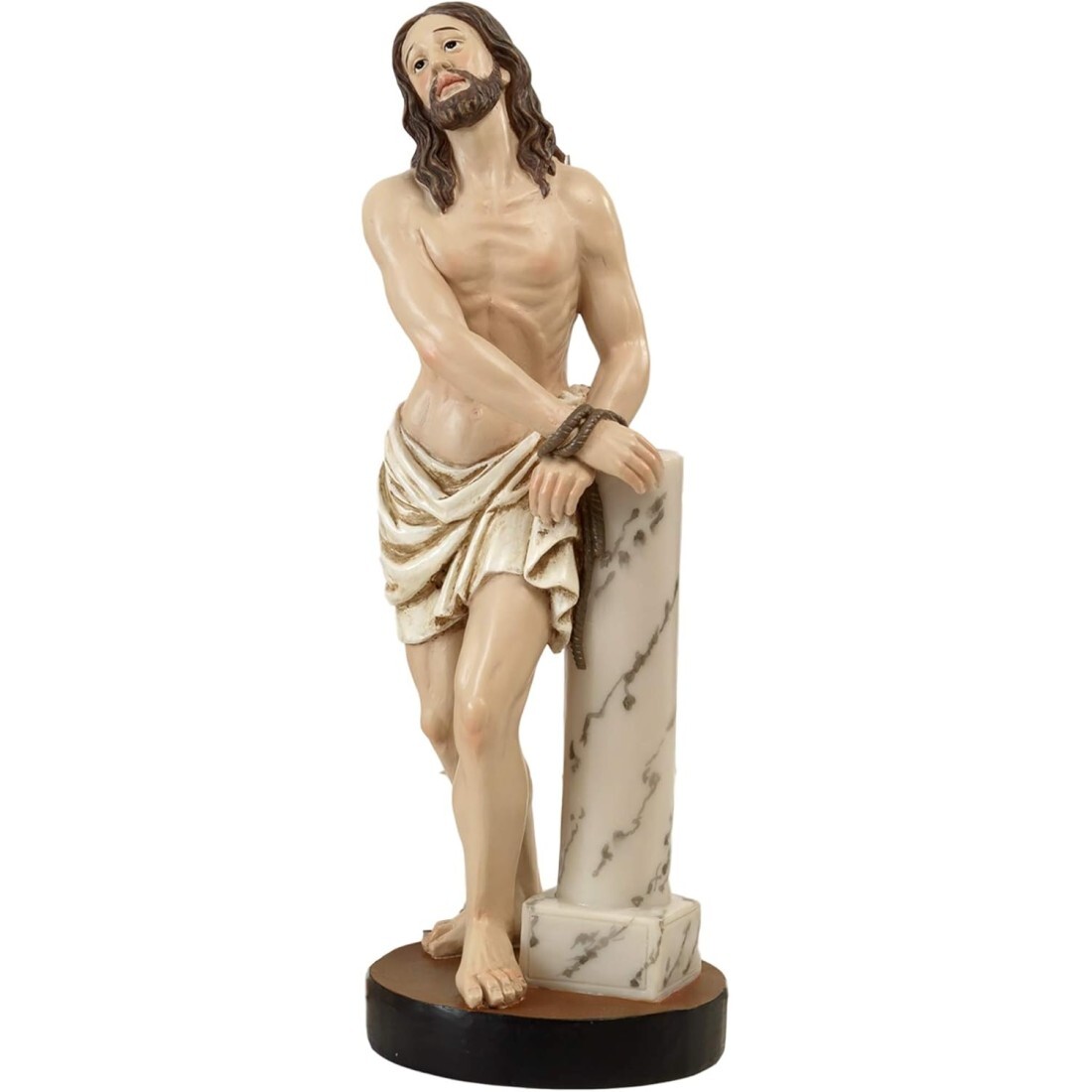 Statua in resina Gesu' Cristo legato a colonna 14 cm articoli religiosi presepe