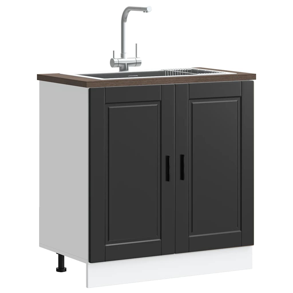 vidaXL Mobile base lavello Porto Nero 80x46x81,5cm Legno Multistrato