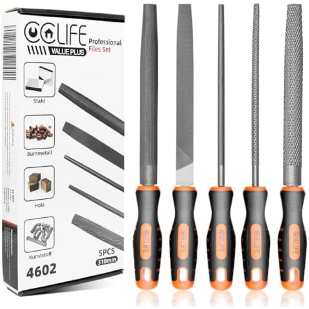 CCLIFE Set Lime Professionali 17 Pezzi - 4 Lime Grandi per Metallo, 12 Lime Picc
