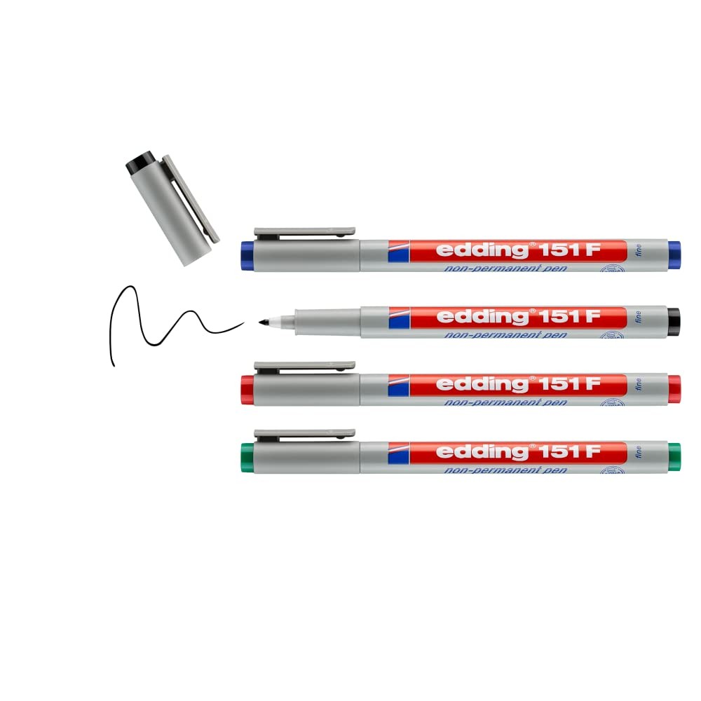 Edding 4-151-4 151 F Overhead Projector Non-Permanent Marker Set 0.6 mm Pack of