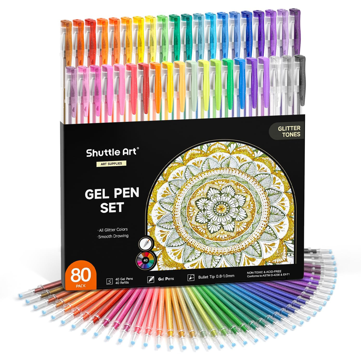 Shuttle Art 80 Pack Glitter Gel Pens, 40 colori Glitter Gel Pen Set con (H7j)