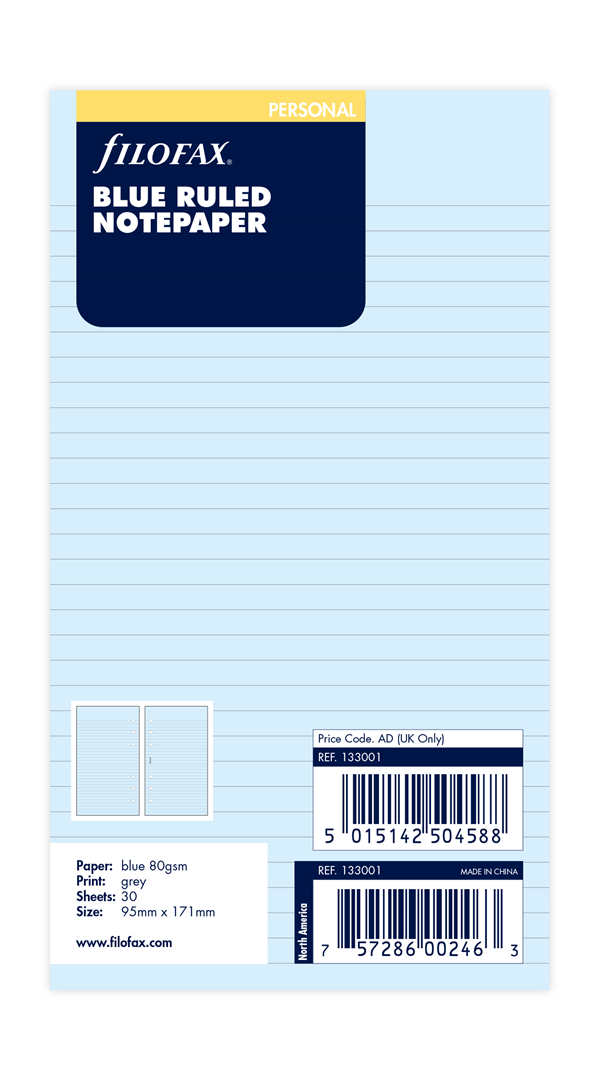 Ricambio  Personal Righe Blu | Filofax