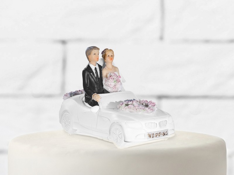 Cake topper resina sposi in auto Cm. 11