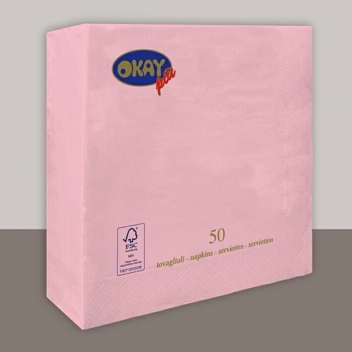 TOVAGLIOLI 33X33 2V ROSA TENUE 50PZ