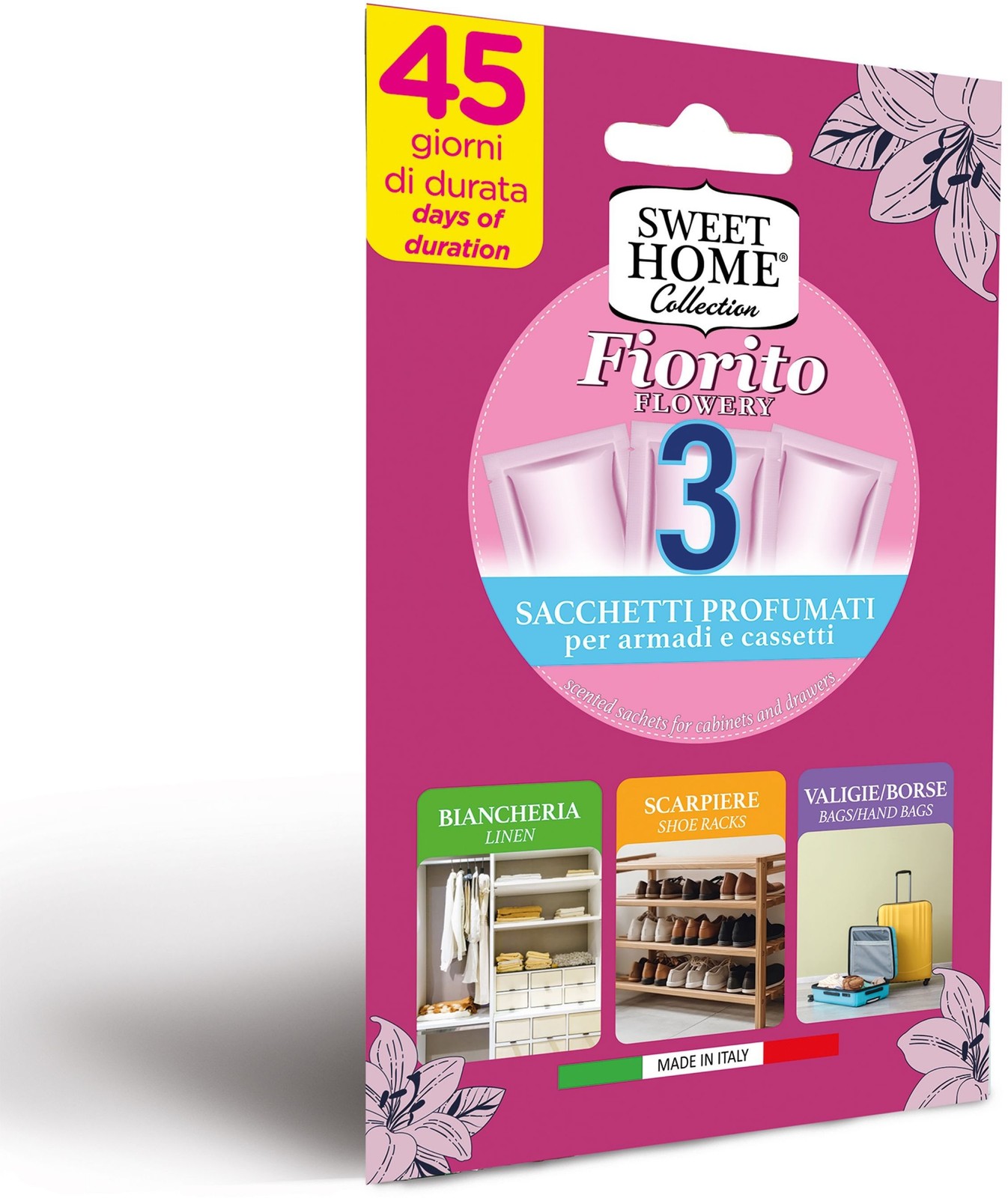 60540 SWEET HOME PROFUMATORE CASSETTI 3 PEZZI FIORITO