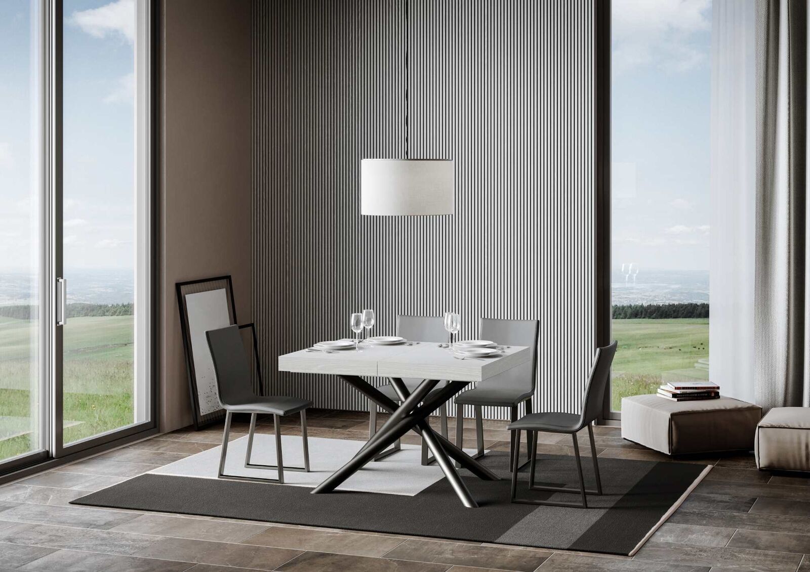 Itamoby Tavolo allungabile 90x130/234 cm Famas Bianco Frassino telaio Antracite