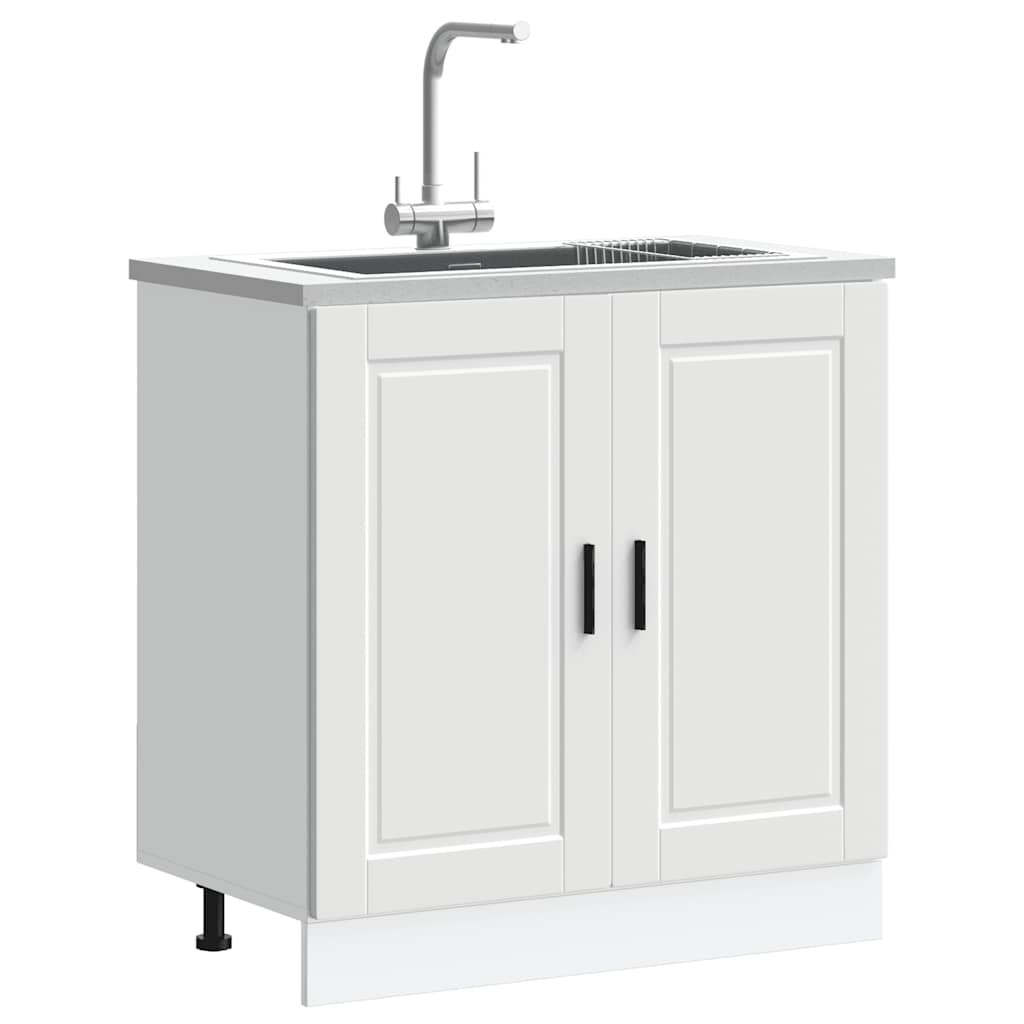 vidaXL Mobile base lavello Porto Bianco 80x46x81,5cm Legno Multistrato