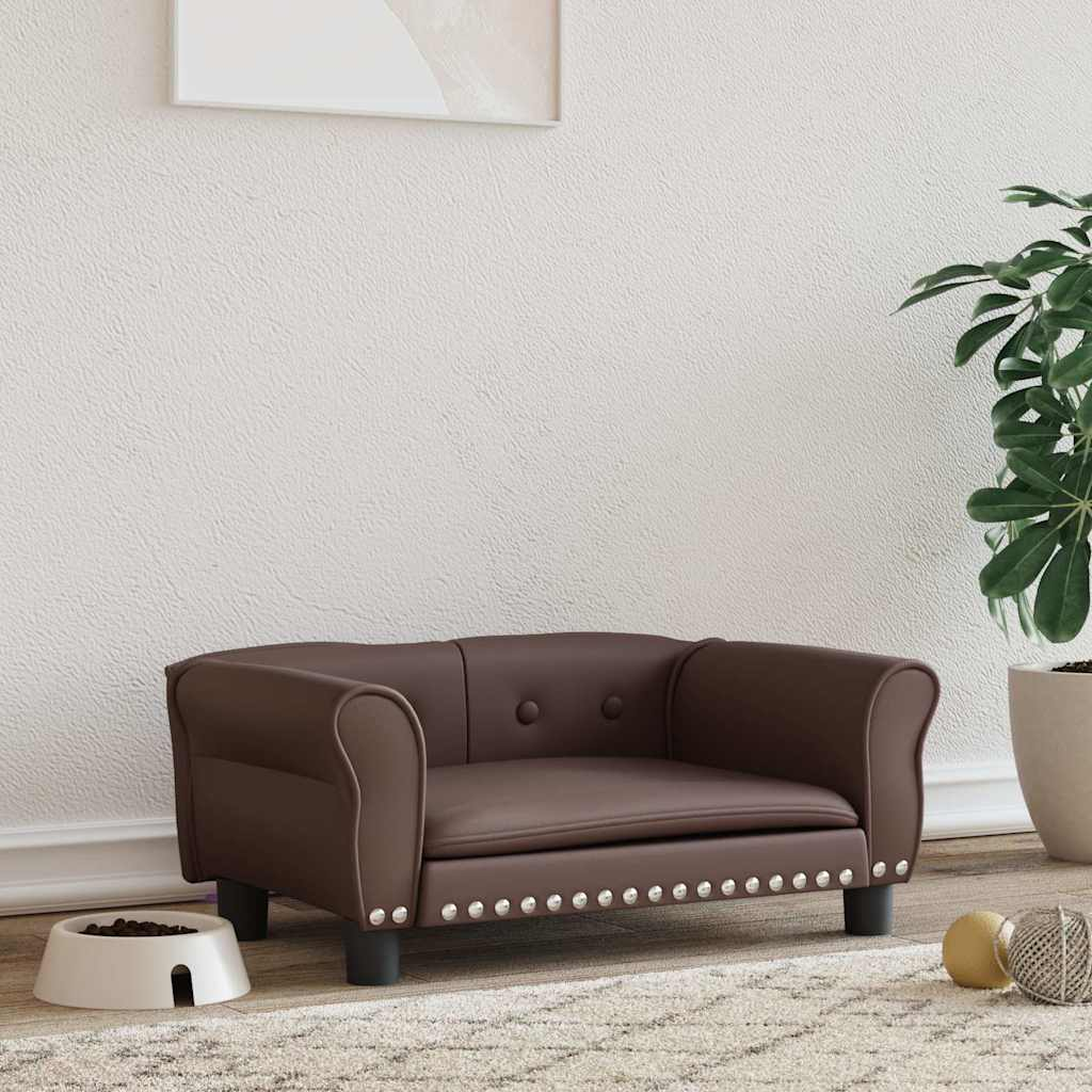vidaXL Lettino per Cani Marrone 70x45x30 cm in Similpelle