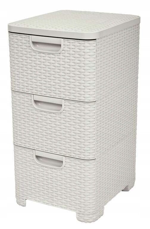 Libreria in stile Curver con tre cassetti, beige