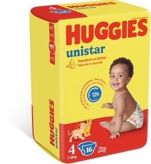 53036 HUGGIES PANNOLINI UNISTAR 4 (7-18KG) 16