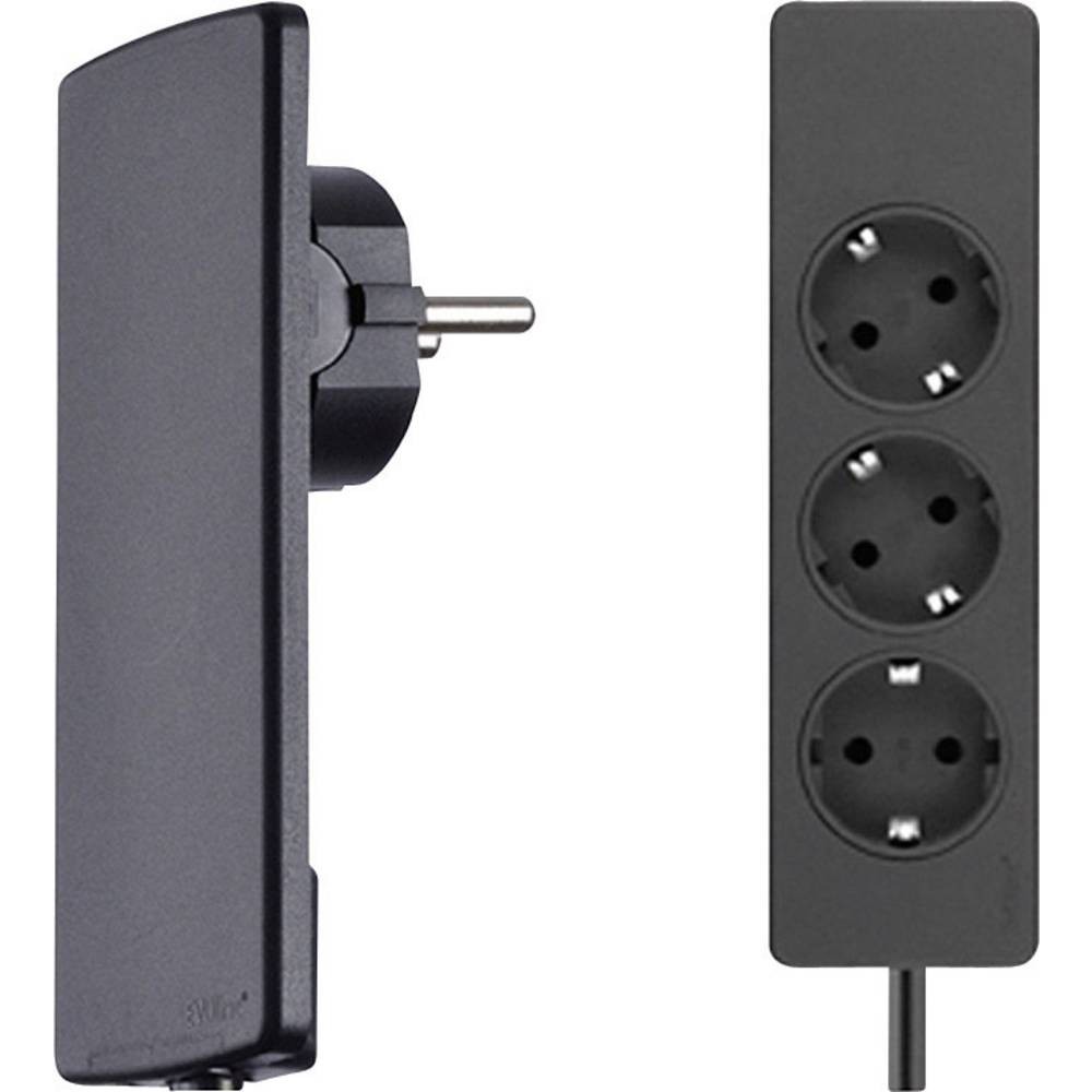 EVOline 151000156100 Multipresa 3 scomparti Nero Schuko 1 pz.