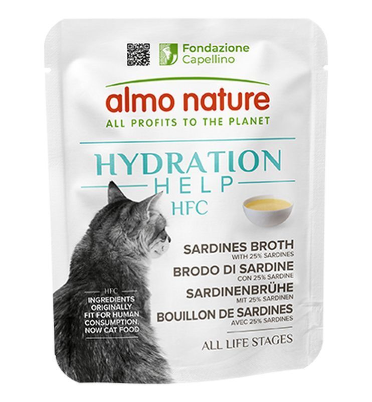 Almo Nature Gatto HFC Hydration Help busta 50gr Brodo di Sardine con Sardine