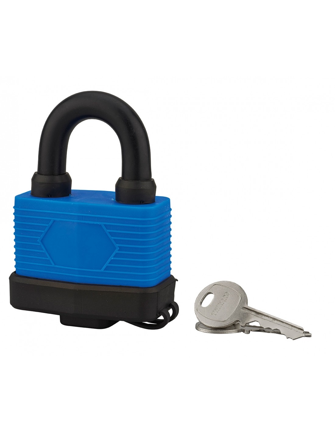 Lucchetto a lamelle,acciaio,da esterno,65mm,rivestito in PVC,2 chiavi in ottone