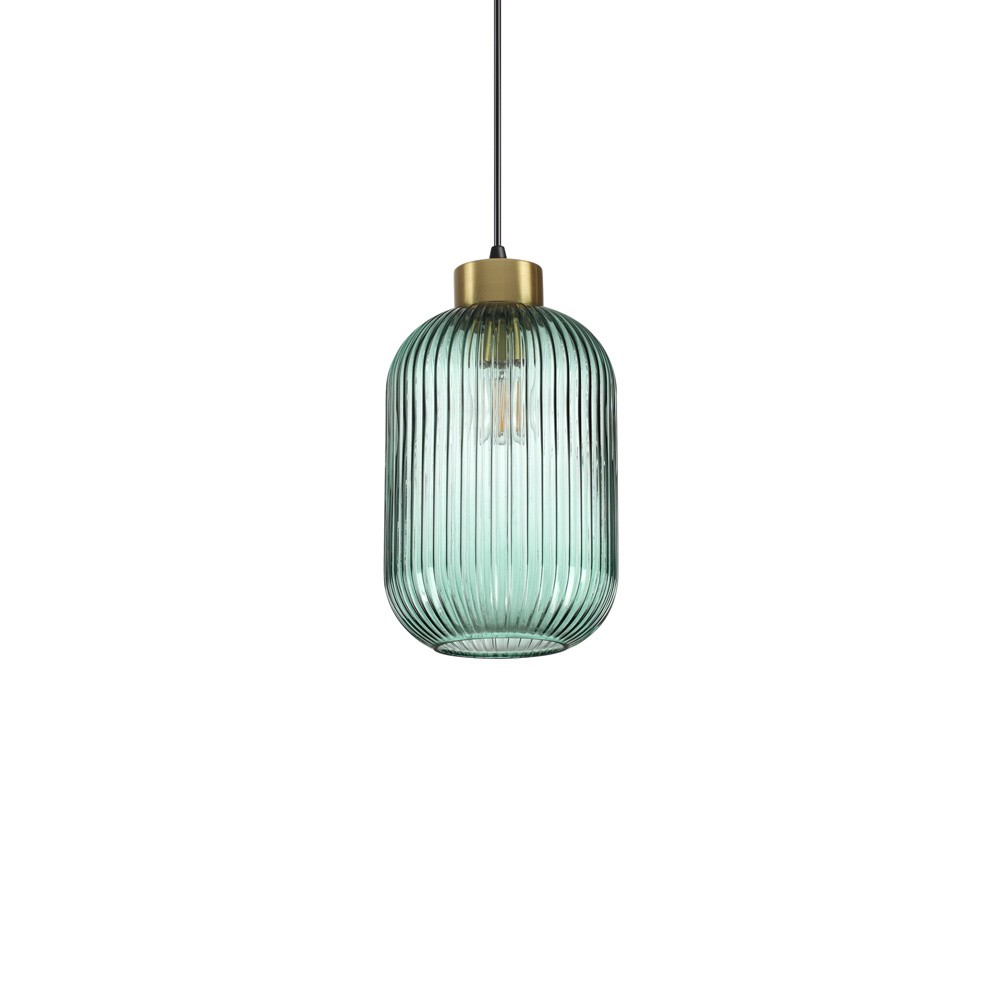 Sospensione Vintage-Decò Mint-1 Metallo Verde 1 Luce E27