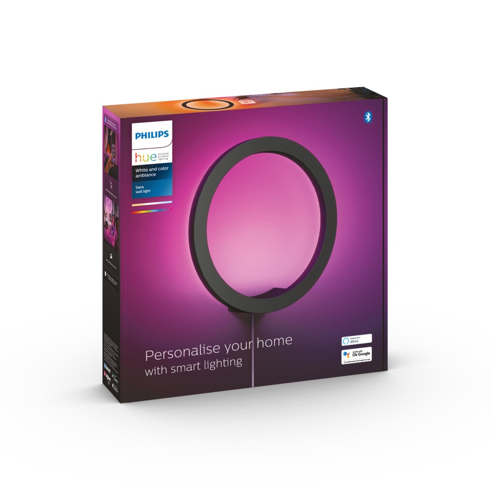 Philips Hue White and Color ambiance Sana Lampada Smart a Muro Nera