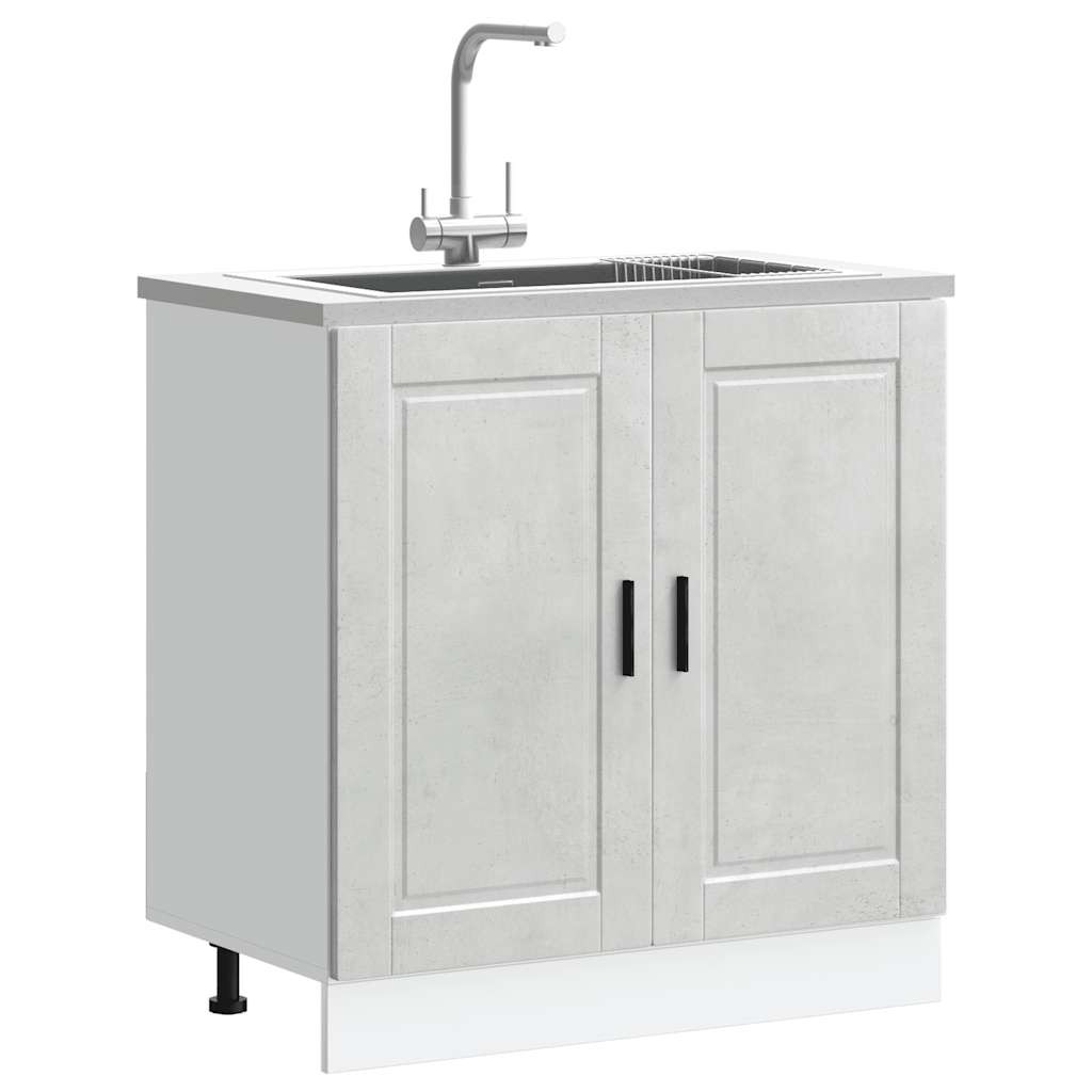 vidaXL Mobile base lavello Porto Grigio Cemento 80x46x81,5 cm
