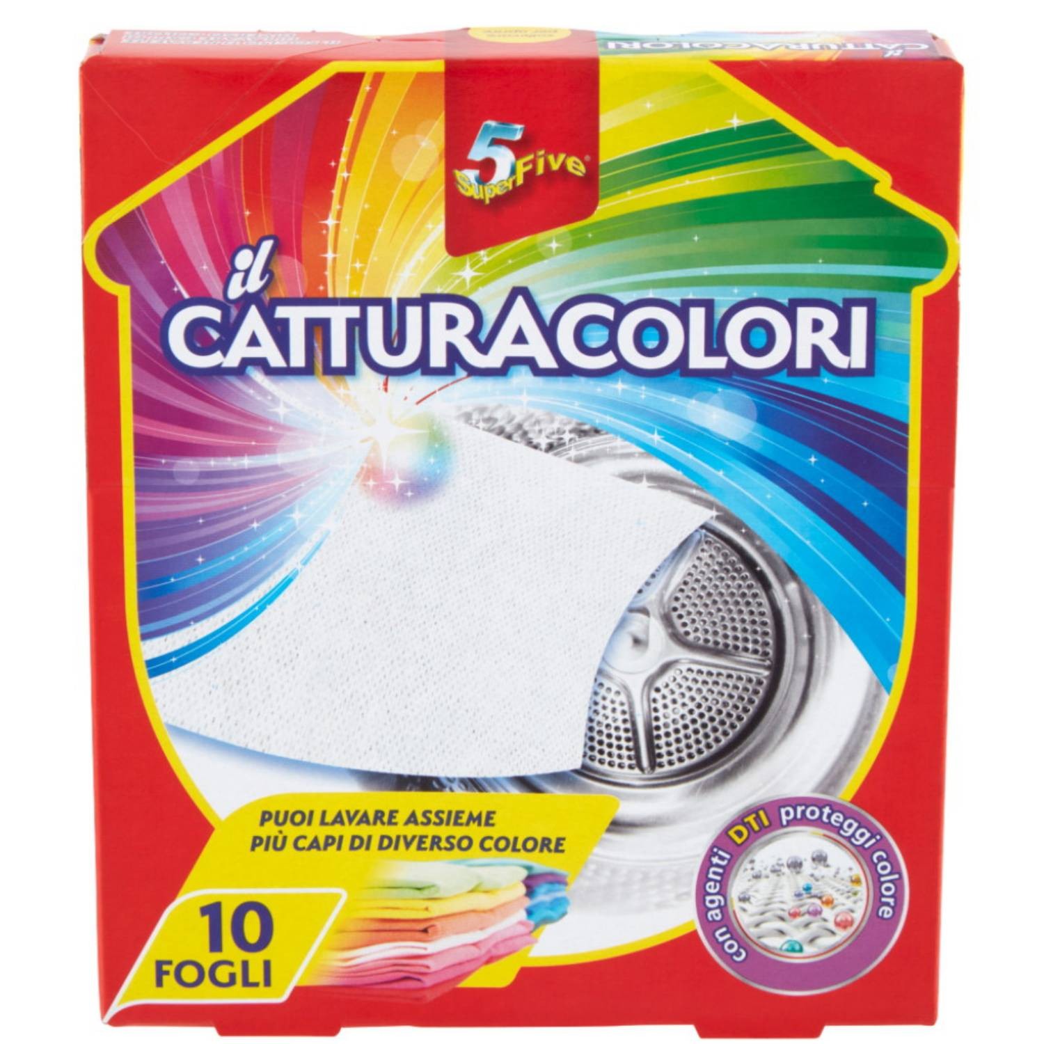 Super Five Fogli Cattura Colori Per La Lavatrice 10 Fogli