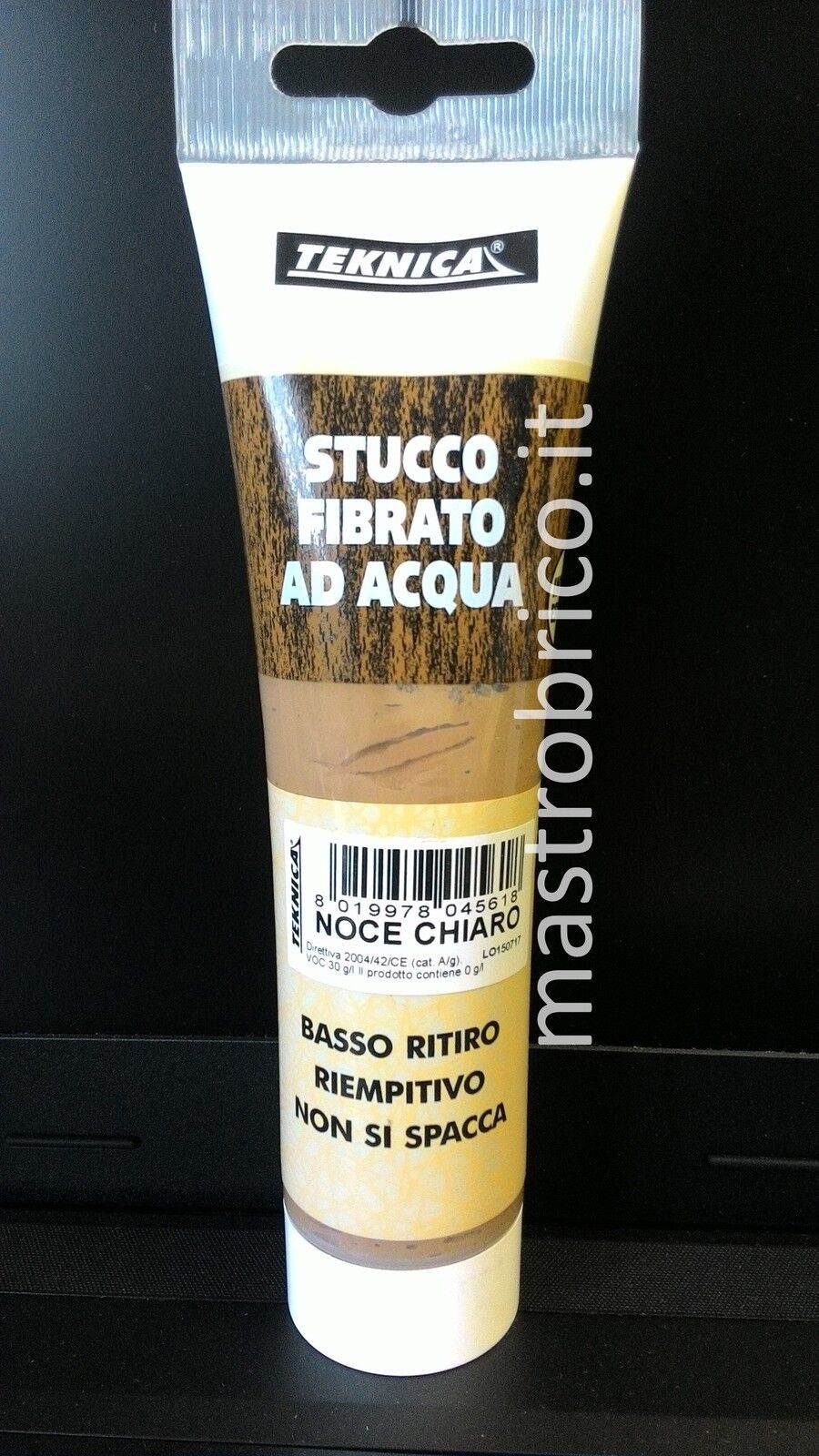 Stucco Fibrato ad acqua per legno NOCE CHIARO 250g - basso ritiro riempitivo