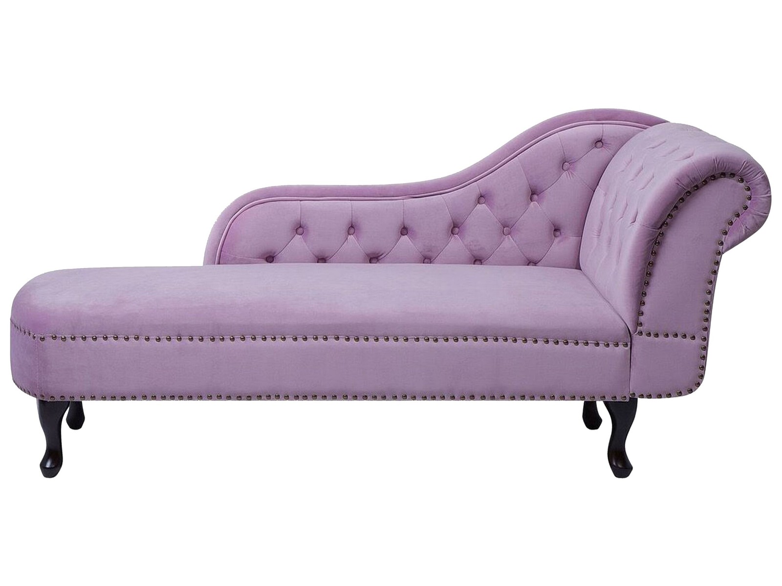 Chaise Longue in Velluto Viola Versione Destra Stile Chesterfield Nimes
