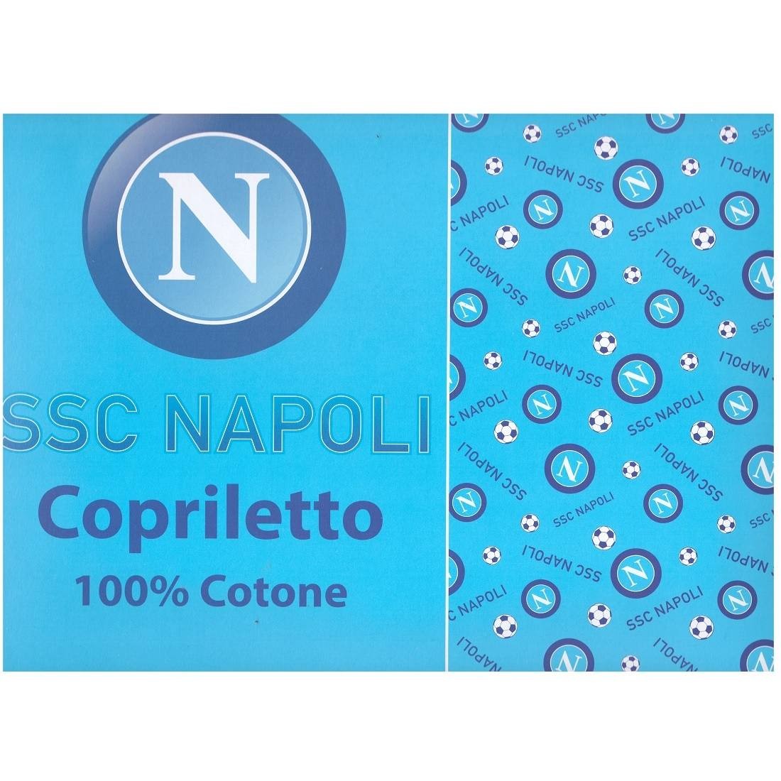 Copriletto Singolo SSC Napoli Colore Azzurro Prodotto Ufficiale Puro Cotone