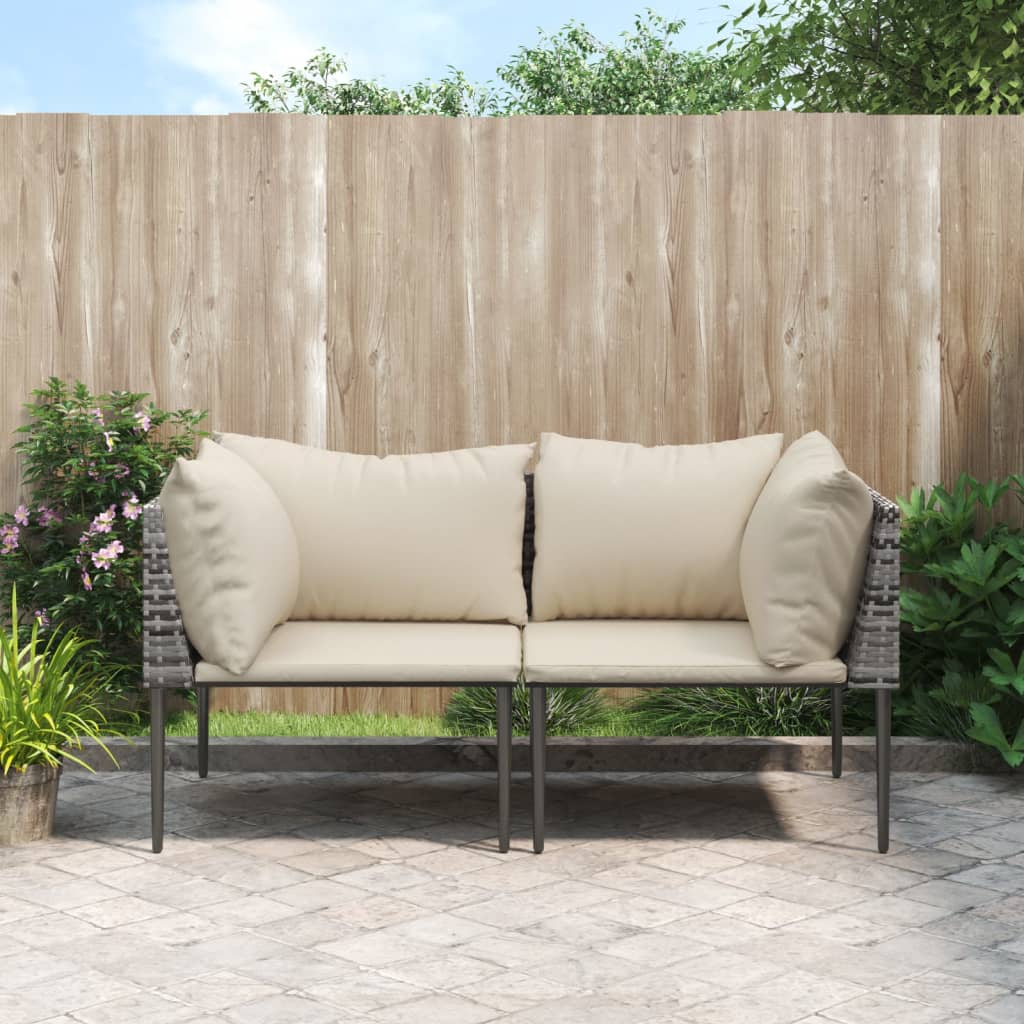vidaXL Divani Angolari da Giardino con Cuscini 2pz Polyrattan Grigio