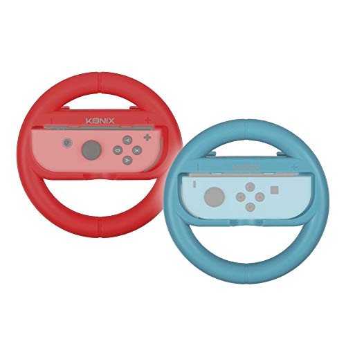 Switch Konix Mythics Dual Steering Wheels JoyCon Holder (Red/Blue) /S Game NUOVO