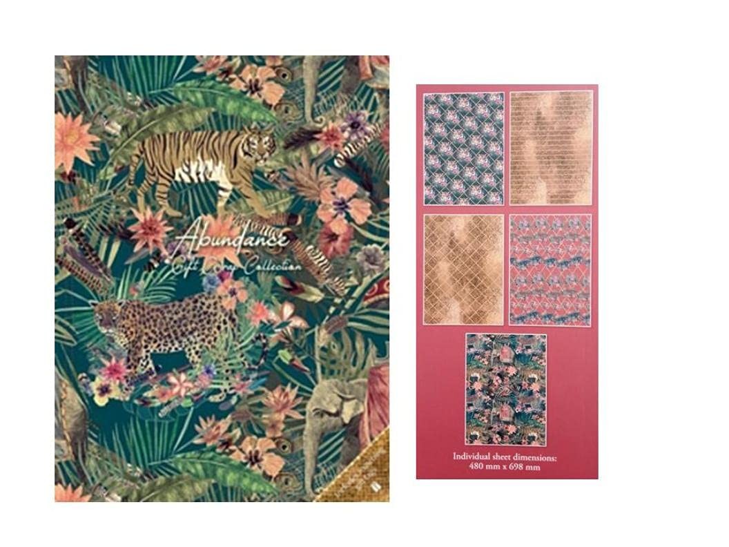 Abundance Decorative Gift Wrapping Paper and Gift Tags Collection Set Jungle Des
