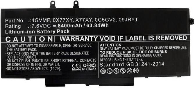 Laptop Battery, 61WH Li-ion - 7.6V 8000mAh, 451-BCNX for - Latitude 14 5400, 14